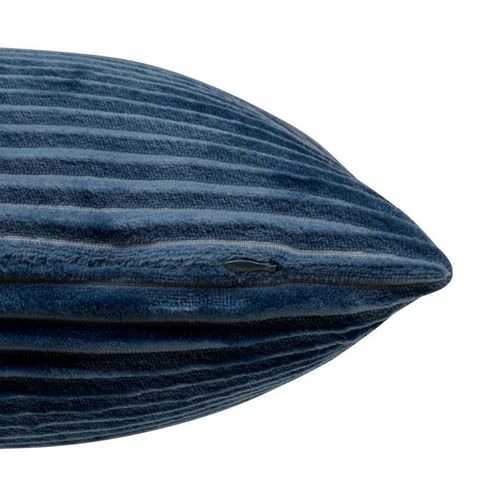 Coussin En Velours Côtelé "arum" 38x38cm Bleu Encre