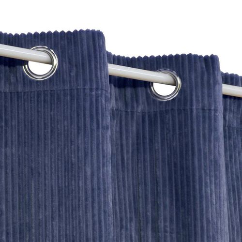 Rideau En Velours Côtelé Flanelle "arum" 140x260cm Bleu Encre