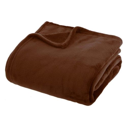 Plaid En Flanelle Uni "ollis" 180x230cm Marron Tonka