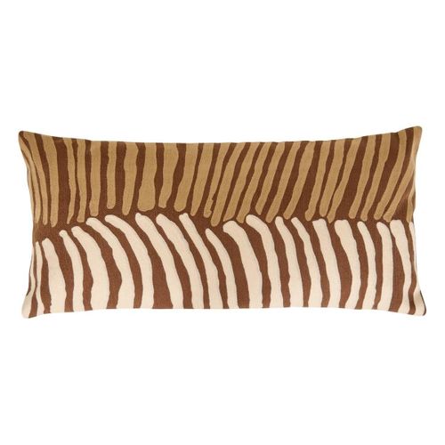 Coussin Déco Brodé "hary" 35x75cm Marron