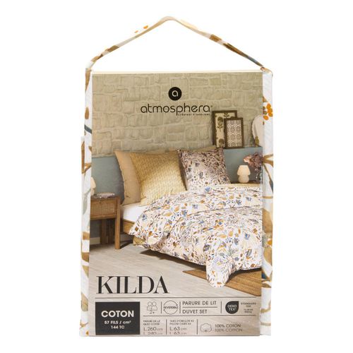 Parure De Lit Imprimée Kilda Beige Lin 260x240cm