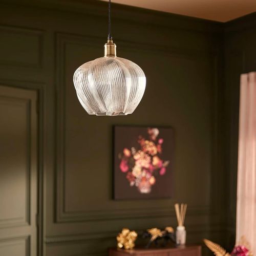 Lampe Suspension En Verre "phylas" 37cm Transparent