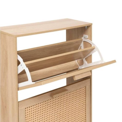 Range Chaussures 3 Portes Effet Cannage Drawy - Beige