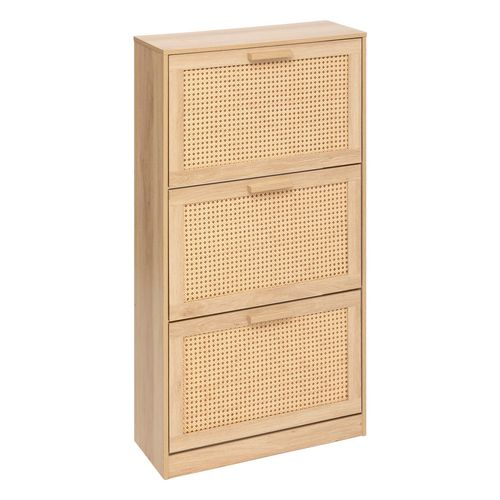 Range Chaussures 3 Portes Effet Cannage Drawy - Beige