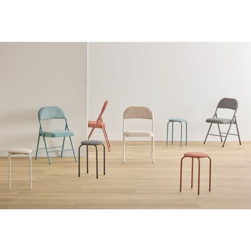 Tabouret D'appoint En Métal Et Tissu Chiné Flexy - Gris Foncé