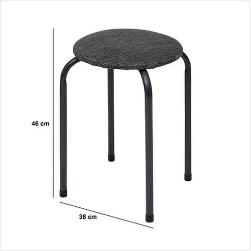 Tabouret D'appoint En Métal Et Tissu Chiné Flexy - Gris Foncé