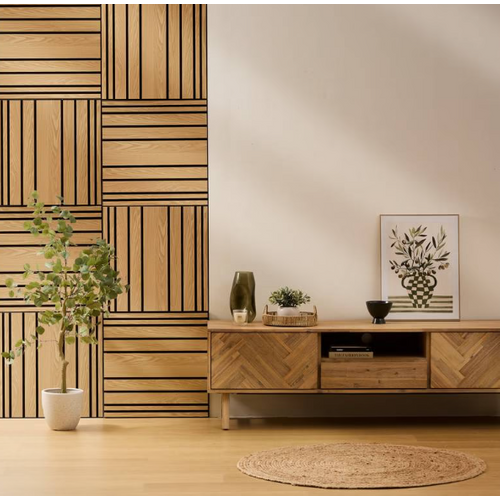 Panneau Décoratif Mural 60x60 Cm Colva - Beige Fond Noir