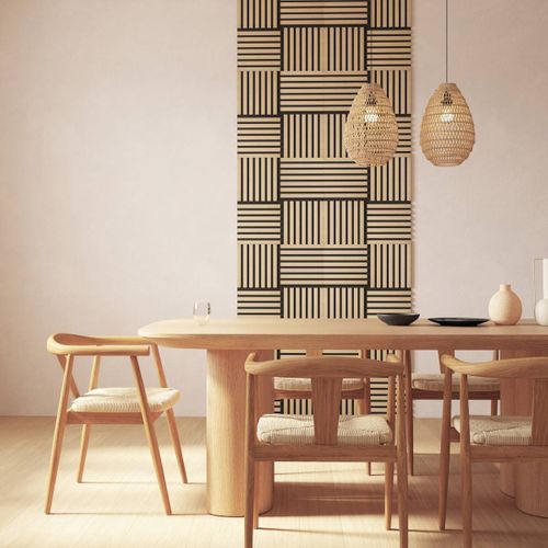 Set De 3 Panneaux Muraux Décoratifs Colva 30x30 Cm - Beige Fond Noir