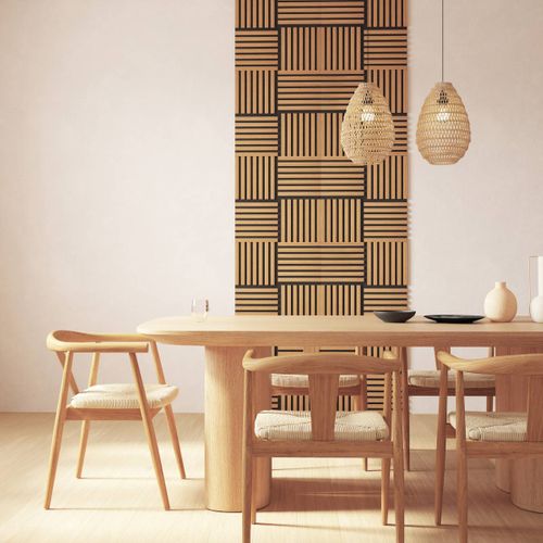 Set De 3 Panneaux Muraux Décoratifs Colva 30x30 Cm - Effet Noyer Fond Noir