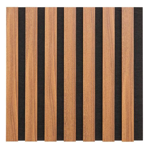 Set De 3 Panneaux Muraux Décoratifs Colva 30x30 Cm - Effet Noyer Fond Noir