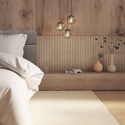 Set De 3 Panneaux Muraux Décoratifs Colva 30x30 Cm - Beige Fond Gris