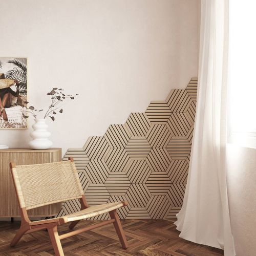 Set De 3 Panneaux Muraux Décoratifs Colva 30x26 Cm - Beige Fond Noir