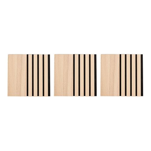 Set De 3 Panneaux Muraux Décoratifs Colva 30x30 Cm - Beige Fond Noir