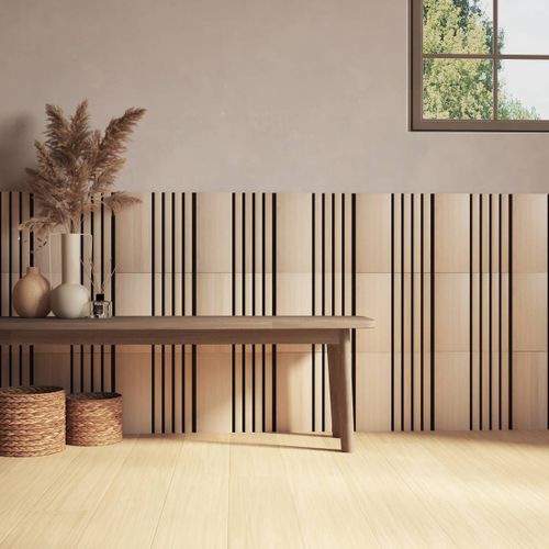 Set De 3 Panneaux Muraux Décoratifs Colva 30x30 Cm - Beige Fond Noir