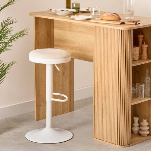 Tabouret De Bar Ilsa Ajustable Blanc Et Ivoire