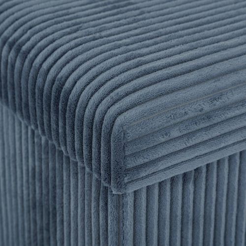 Pouf Pliant Arum Côtelé 38 X 38 Cm Bleu Encre