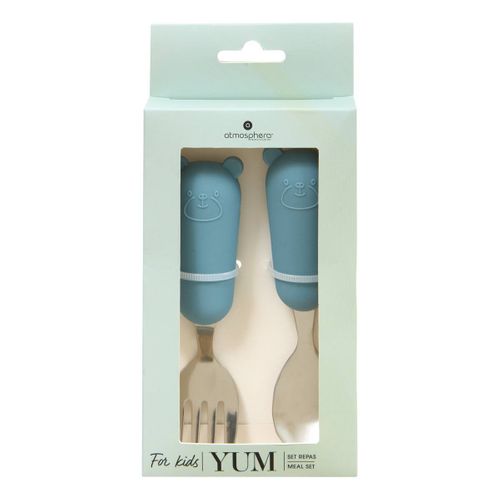 Set Couverts Cuillère Et Fourchette Yum L.16,5cm Bleu
