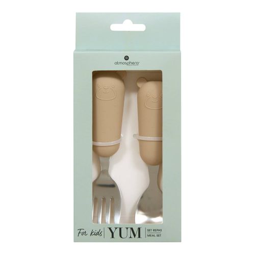 Set Couverts Cuillère Et Fourchette Yum L.16,5cm Beige