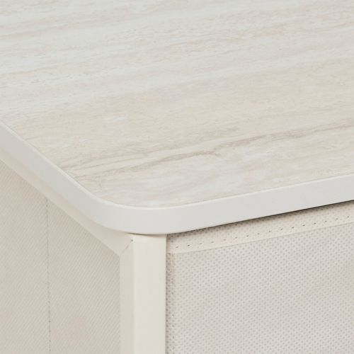 Commode Basse 5 Tiroirs Tissa Beige