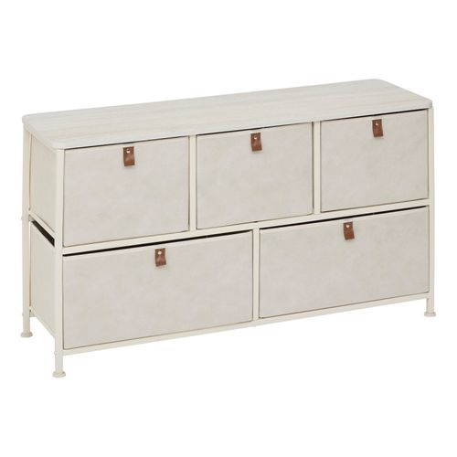 Commode Basse 5 Tiroirs Tissa Beige