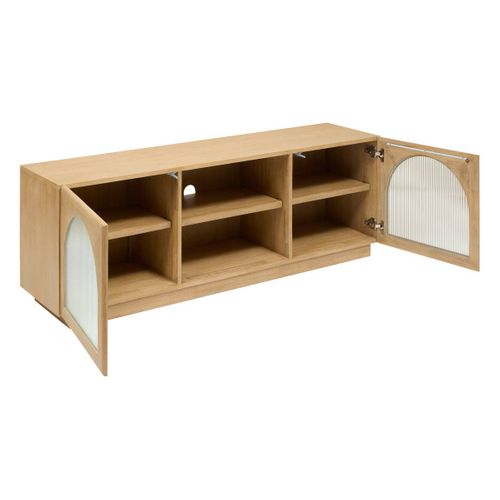 Meuble Bas 2 Portes 3 Étagères Lousada Beige 160x40cm