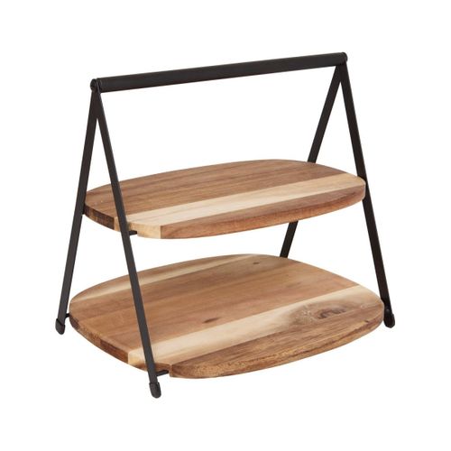 Serviteur 2 Étages En Bois "mina" 27cm Marron