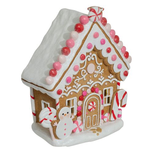 Déco De Noël Maison Rose Pain D'épice H 24 Cm