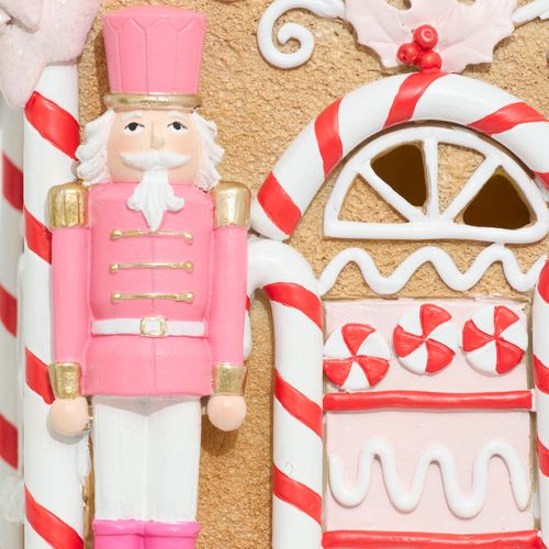 Déco De Noël Maison Rose Pain D'épice Et Casse-noisette H 25 Cm