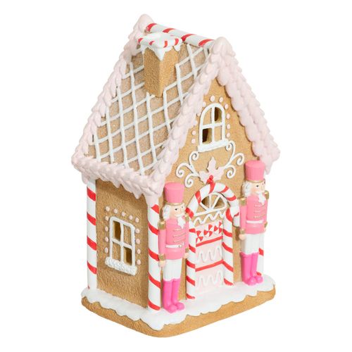 Déco De Noël Maison Rose Pain D'épice Et Casse-noisette H 25 Cm
