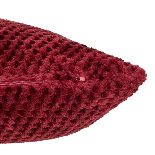 Coussin Jacquard En Flanelle "lyno" 40x40cm Rouge Grenat