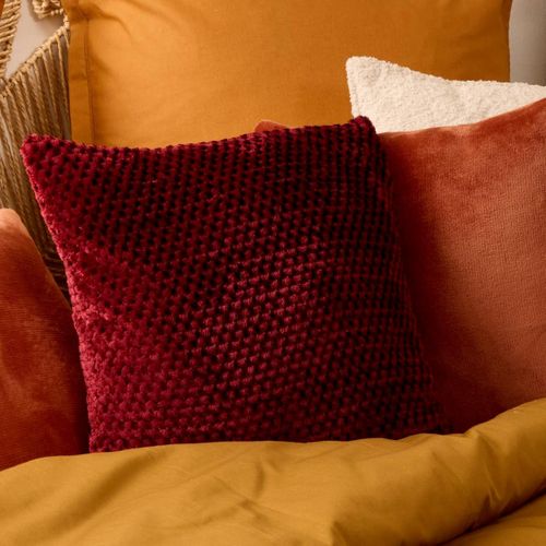 Coussin Jacquard En Flanelle "lyno" 40x40cm Rouge Grenat