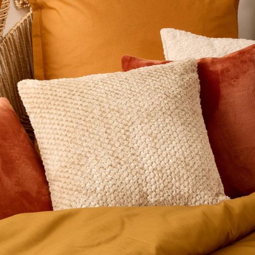 Coussin Jacquard En Flanelle "lyno" 40x40cm Beige
