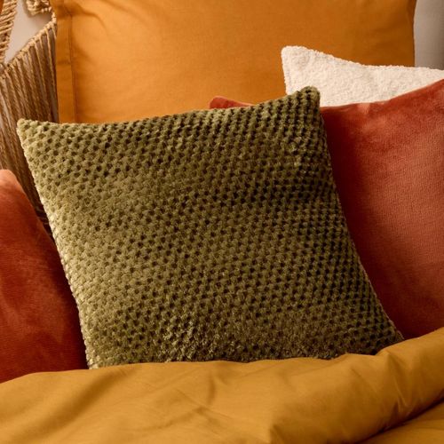 Coussin Jacquard En Flanelle "lyno" 40x40cm Kaki