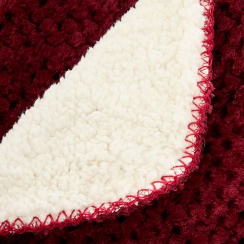 Plaid Flanelle Effet Sherpa Lyno Rouge Grenat 170x130cm