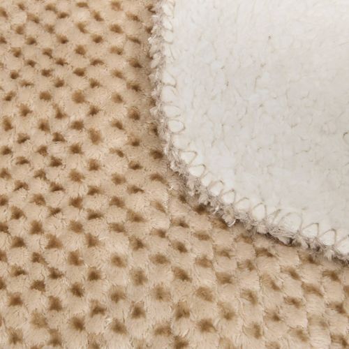 Plaid Flanelle Effet Sherpa Lyno Beige Lin 170x130cm
