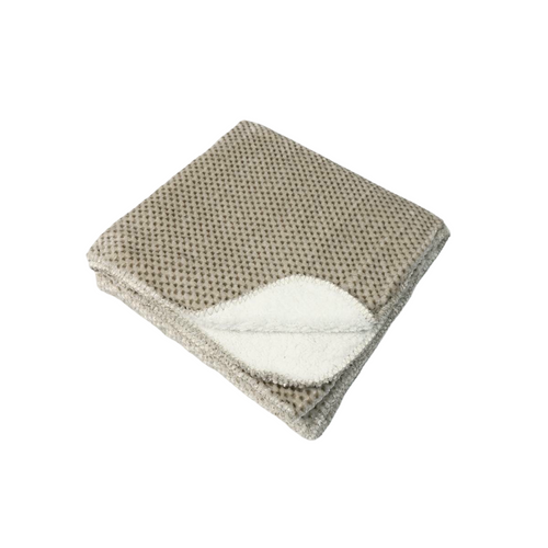 Plaid Flanelle Effet Sherpa Lyno Vert Kaki 170x130cm