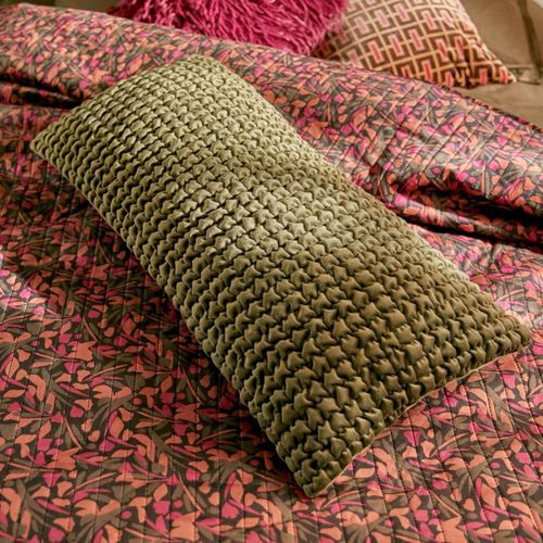 Coussin Déco En Velours 3d "belli" 35x75cm Vert Kaki