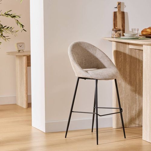 Tabouret De Bar Amago Haut Tissu Beige