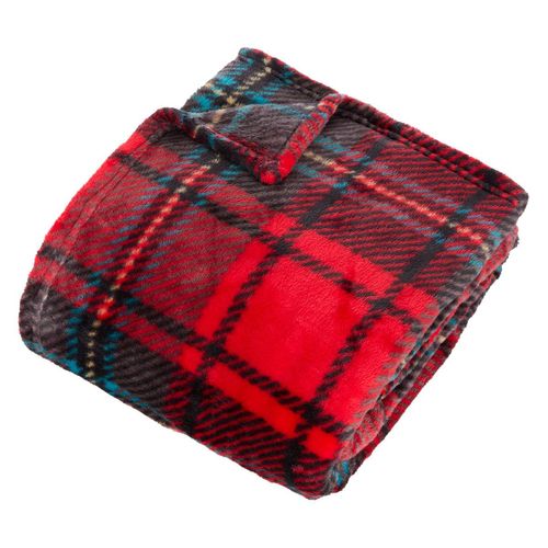 Plaid Flanelle Imprimé Brody Rouge 170x130cm