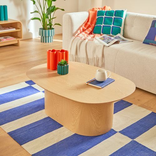 Table Basse Ovale En Bois Lee - Beige