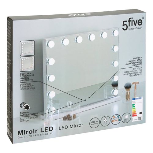 Miroir de maquillage LED 50 cm HOLLY Blanc