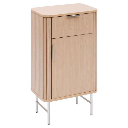 Meuble Bas 1 Porte Et 1 Tiroir Effet Bois Clair Liora - Beige