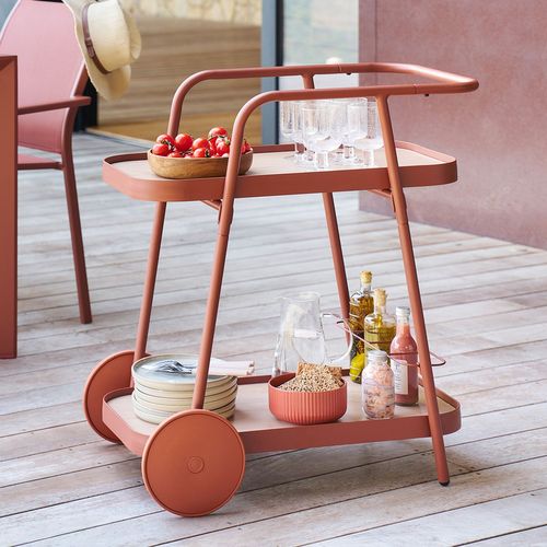 Desserte De Jardin à Roulettes En Aluminium Easiness - Acajou