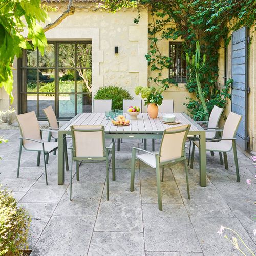 Table De Jardin 10 Places Evasion Extensible Beige Lin/laurier