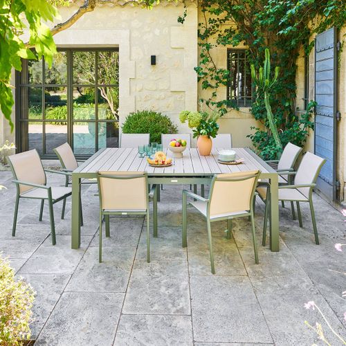 Table De Jardin 10 Places Evasion Extensible Beige Lin/laurier