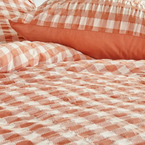 Parure De Lit Imprimée Vichy 240x220cm Terracotta