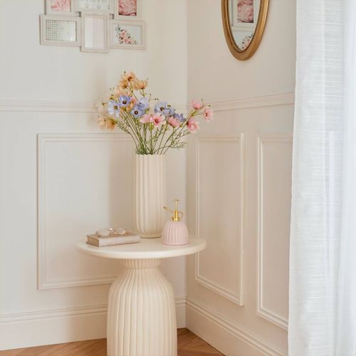 Vase Ocea Strié En Dolomite 15x15x36,5 Cm Blanc