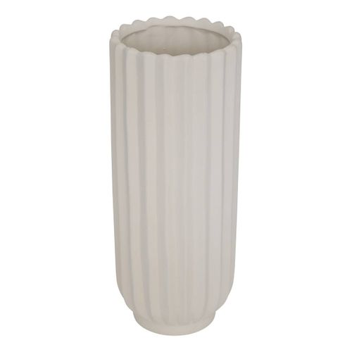 Vase Ocea Strié En Dolomite 15x15x36,5 Cm Blanc