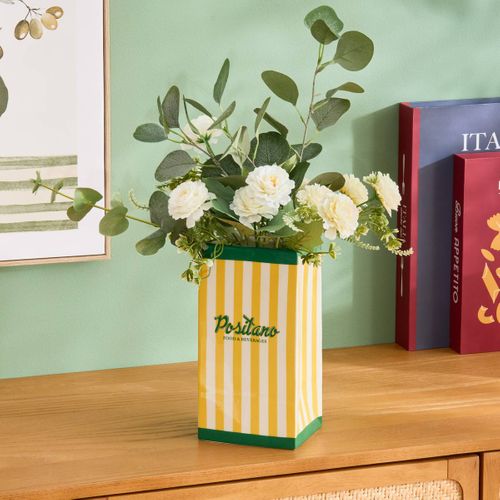 Vase Della Positano En Dolomite 12x10,3x22,4 Cm Jaune Et Vert