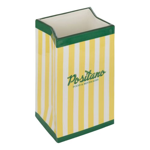 Vase Della Positano En Dolomite 12x10,3x22,4 Cm Jaune Et Vert